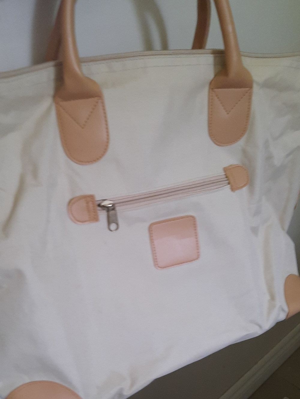 Source Unknown Cream Tote with Tan Accents